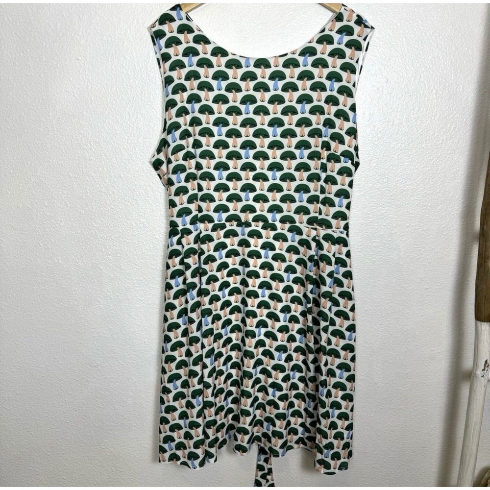La Soul Mushroom Dress Women's 3XL Sleeveless‎ Tie Waist Retro Lined Fairycore